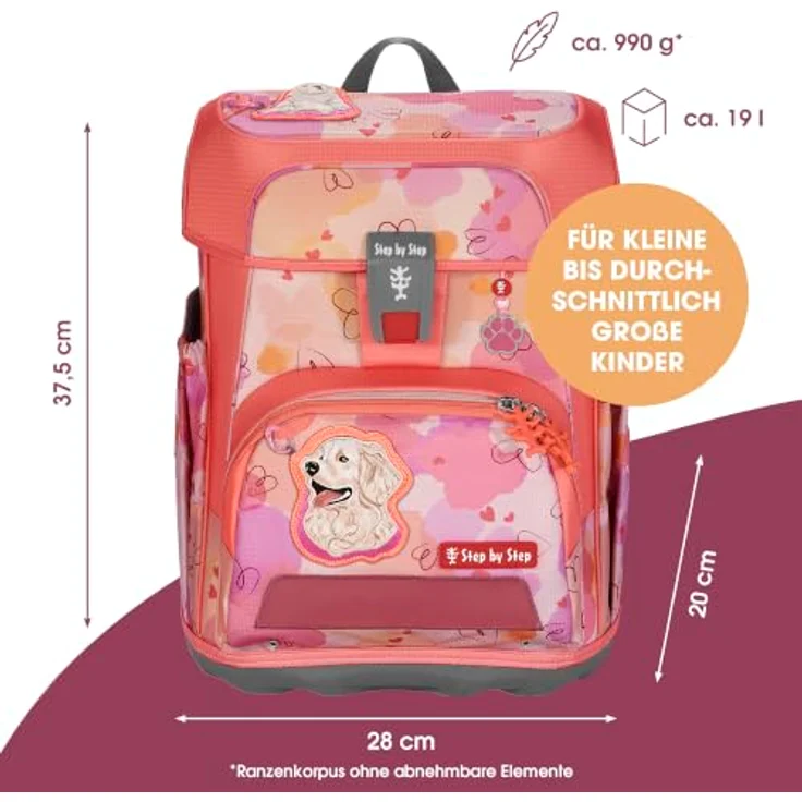Step by Step Schulranzen Cloud, Dog Kira, mit 1 Vordertasche und 2 Seitentaschen, verstellbar und geeignet für Kinder ab 5 Jahren – Bild 2