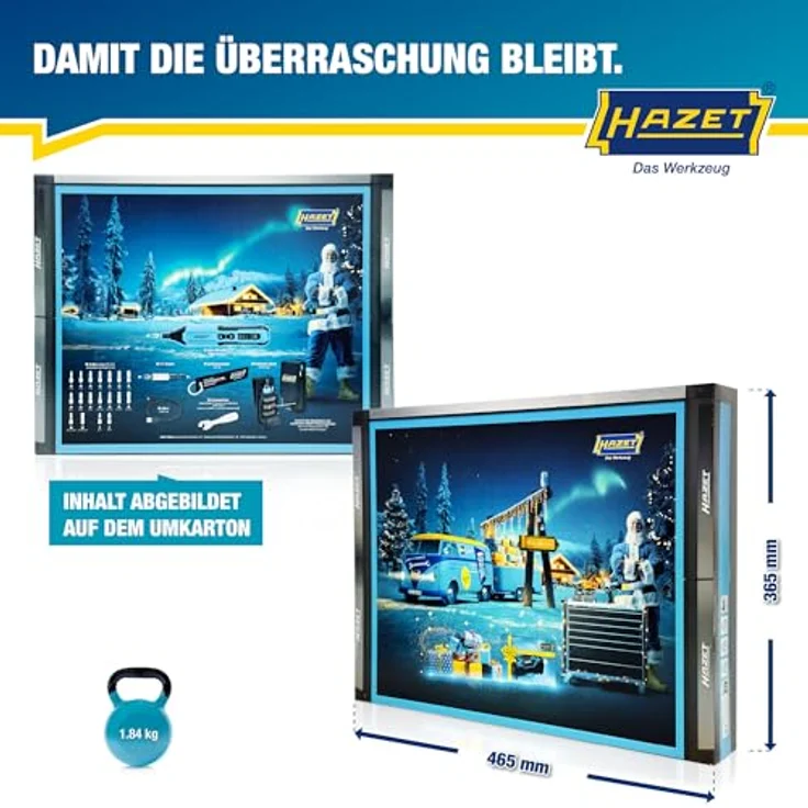 HAZET Werkzeug Adventskalender 2025, 24-teilig mit Akku-Schrauber, LED-Licht und ergonomischem Softgrip-Griff – Bild 8