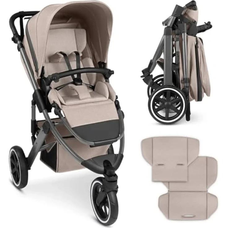 ABC Design Sportbuggy Salsa 5 Run, Kinderwagen mit Luftreifen und 5-Punkt-Gurtsystem, Camel – Bild 1