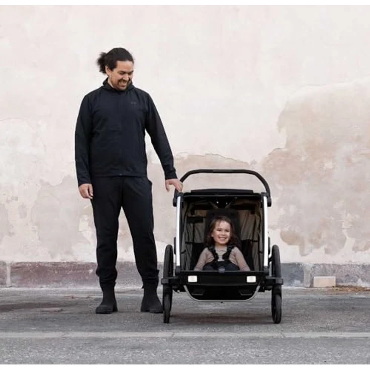 Thule Chariot Cross 2, Fahrradkinderanhänger mit verstellbarem Sitz, FlipWing-System und 5-Punkt-Gurt, schwarz – Bild 2