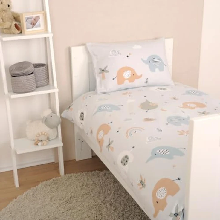 Herding babybest Flanell-Bettwäsche Elephants, 100% Baumwolle/Flanell, Kissenbezug 40x60cm, Bettbezug 100x135cm, Hoteleinschlag und Knopfleiste – Bild 3