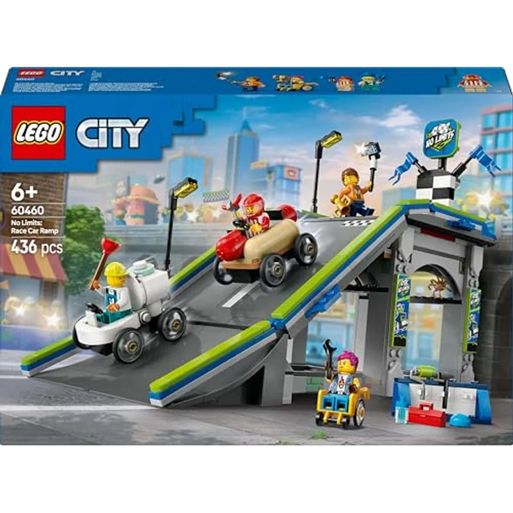 LEGO City 60460 Keine Limits: Seifenkistenrennen mit Rampe Bausatz, inklusive 2 Seifenkisten (Hotdog und Toilette) und 4 Minifiguren, Mehrfarbig – Bild 8