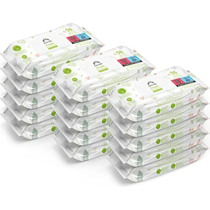 Amazon-Marke: Mama Bear Frisch Baby Feuchttücher, Aloe Vera, 1008 Stück (18 packungen mit 56), Verpackung kann abweichen