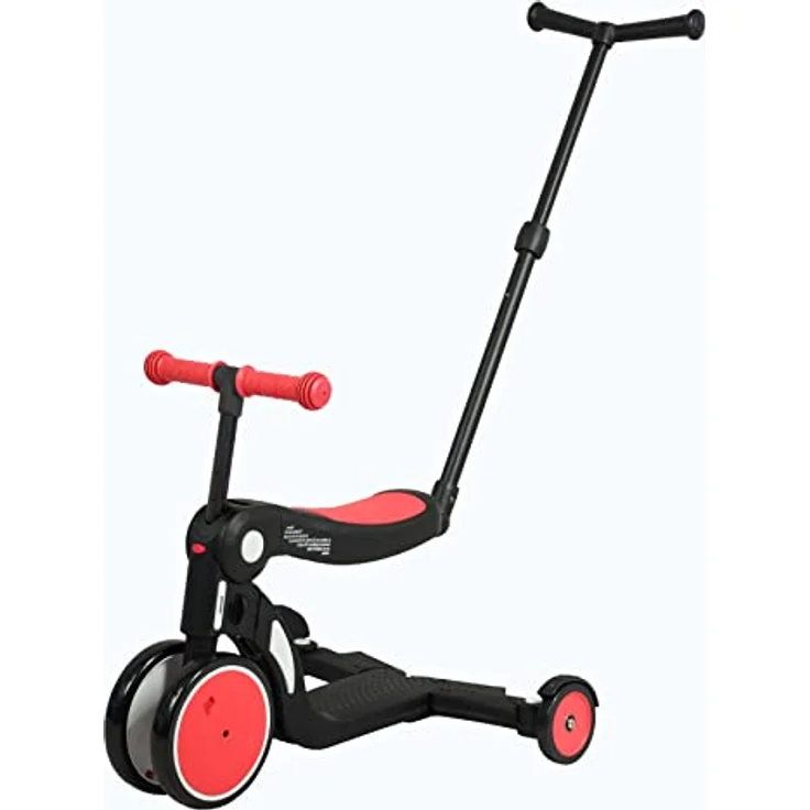 Looping SCOOTIZZ Laufrad, 5 in 1 mit Schiebestange/Baby-Dreirad, mitwachsend/Kinderroller, hoch rot – Bild 3