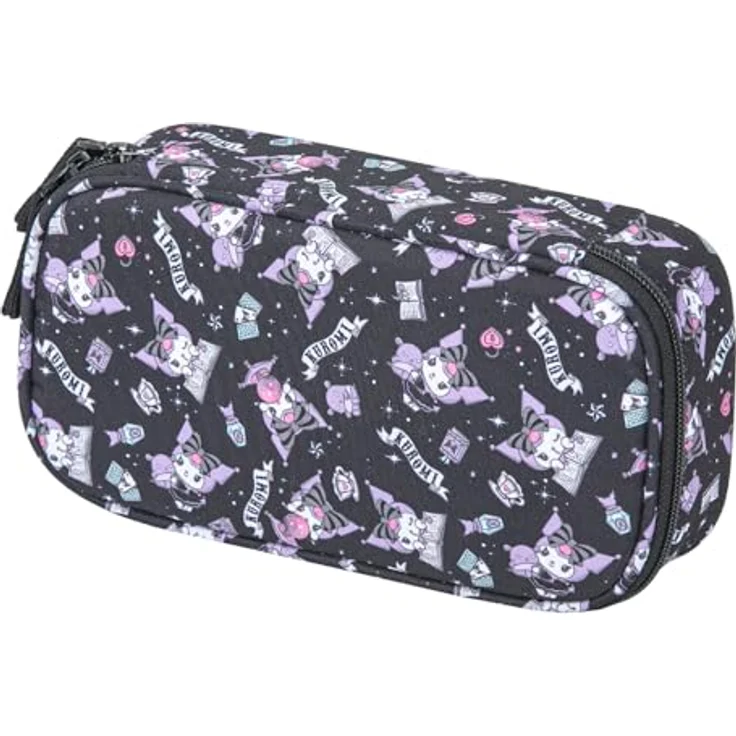Baagl Federmäppchen Kuromi Black, geräumiges Schul-Etui mit durchdachter Innenaufteilung, 23x12x5 cm, robustes Material aus recyceltem Polyester – Bild 1
