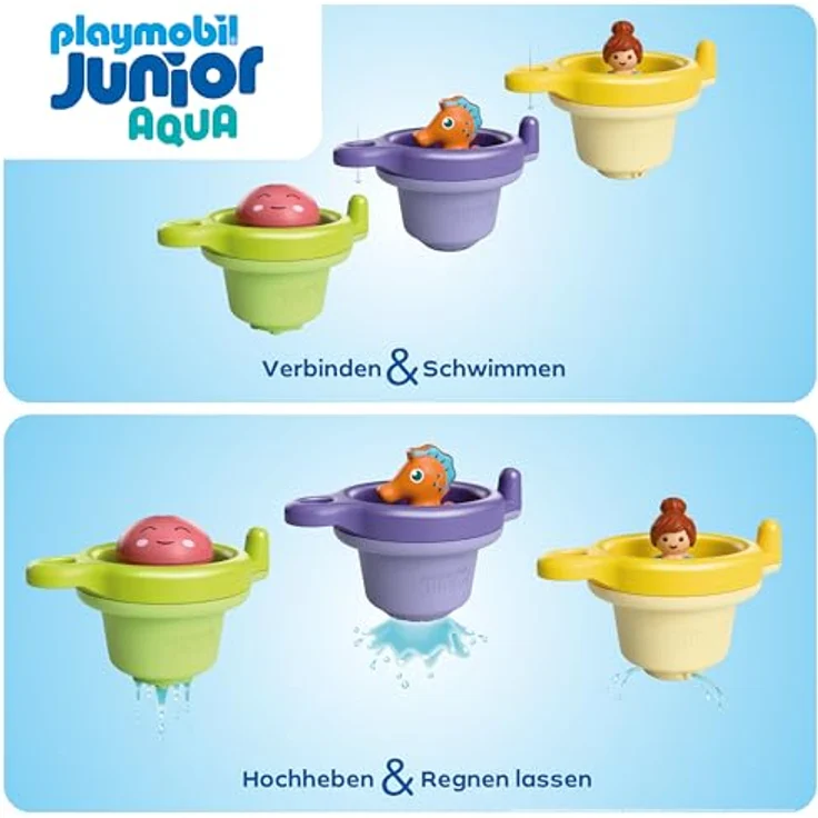 PLAYMOBIL JUNIOR Aqua Schwimmbecher mit 3 Wasserfunktionen und tierischem Spielspaß, BPA-frei, für Kleinkinder ab 1 Jahr, 71776 – Bild 4
