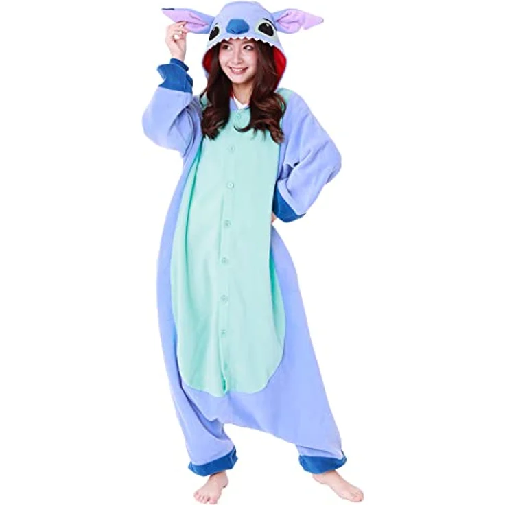 SAZAC Stitch Onesie (Lilo & Stitch Disney) Kigurumi Einteiler Onesie Kostüm Jumpsuit | One Size Fits All (155 – 180 cm) | Gemütlicher Einteiler in lebendigen Farben – Bild 2