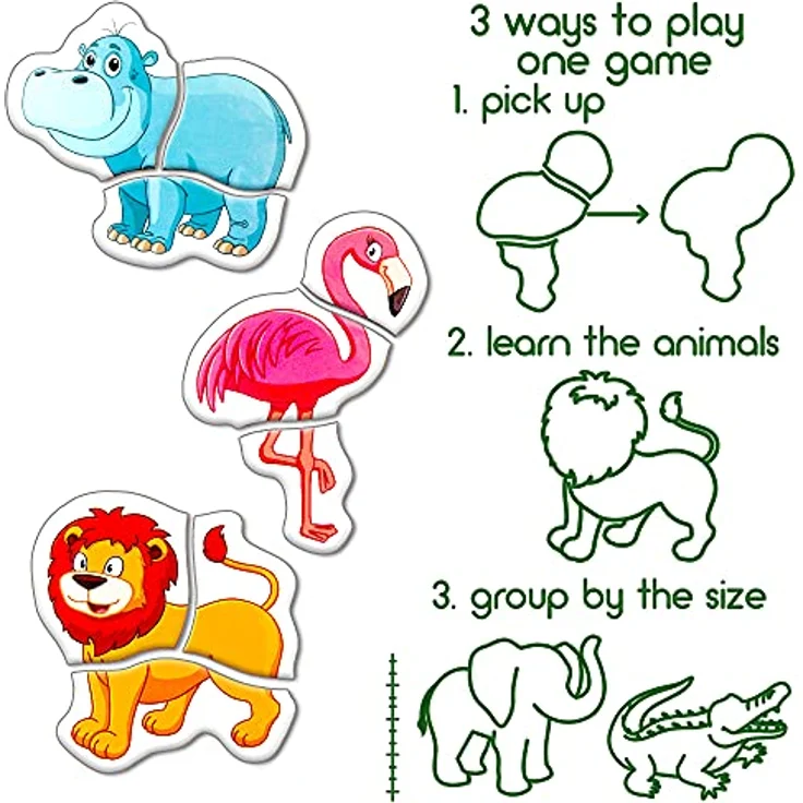 Magdum 6 Zoo Magnete Kinder Puzzle ab 3 Jahren - Magnete Kinder für magnettafel - Magnet Spielzeug Kinder -Magnetische Puzzle 3 Jahre - Spielzeug ab 3 Jahre -Lernspiele ab 3 Jahre -Magnet Puzzle – Bild 5