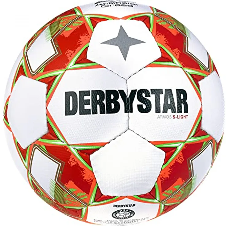 Derbystar Jugend Atmos S-Light AG v23 Fußball, weiß orange, 3 - Extrem strapazierfähig, spezielle Kaschierung, reduziertes Gewicht