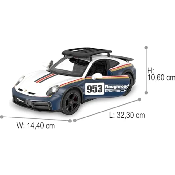 Jamara Porsche 911 Dakar Performance 1:14 blau 2,4GHz Tür manuell - Ferngesteuertes Auto mit LED-Fahrlicht und originalgetreuem Design – Bild 3