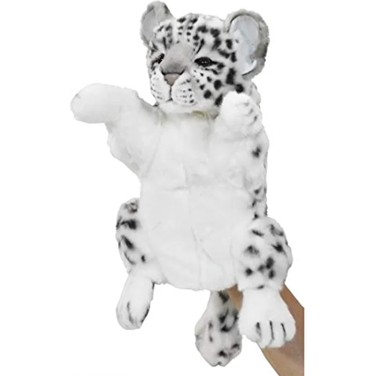 Hansa Creation Schneeleopard Handpuppe, Kuscheltier mit weichem, dichtem Fell und mystischem Blick – Bild 1