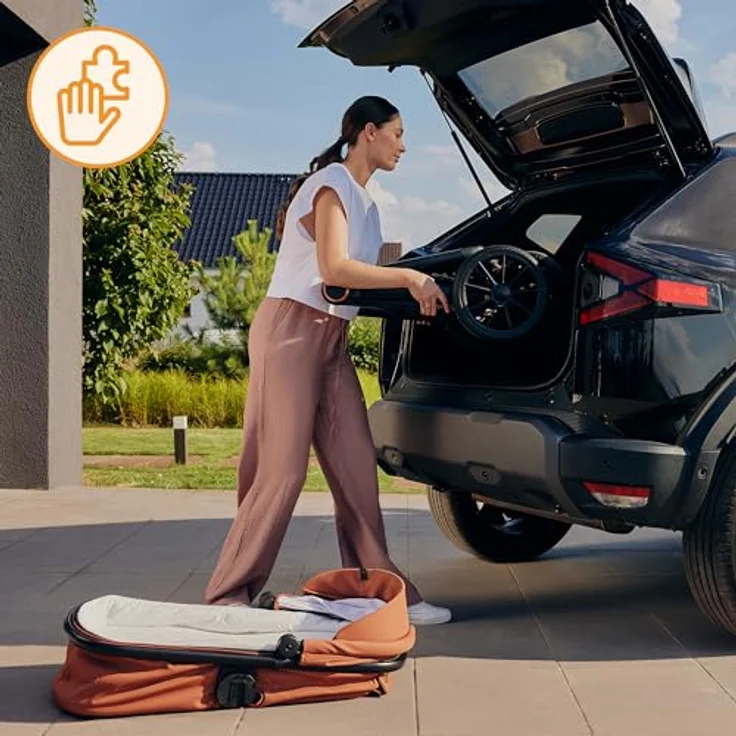 Lionelo LO-Layla 3in1 Kinderwagenset, Kombikinderwagen in Cognac, 3-teilig mit Babywanne, Babyschale und Sportwagenaufsatz, EN 1888, All-Terrain-Räder – Bild 5