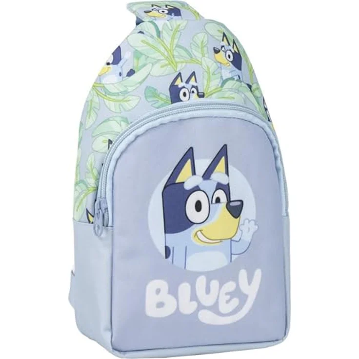 Bluey Kindergartentasche, Kinderrucksack Schultertasche, blau, aus robustem Polyester, verstellbare Riemen, handliche Größe 13x23x7 cm – Bild 1
