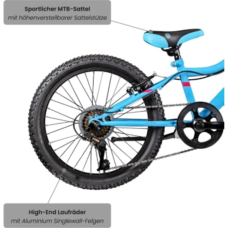 Galano GA20 Kinderfahrrad 20 Zoll 120 - 135 cm Mädchen Jungen Fahrrad ab 5 Jahre Mountainbike 7 Gänge MTB Hardtail Kinder Fahrrad blau, 26 cm – Bild 4