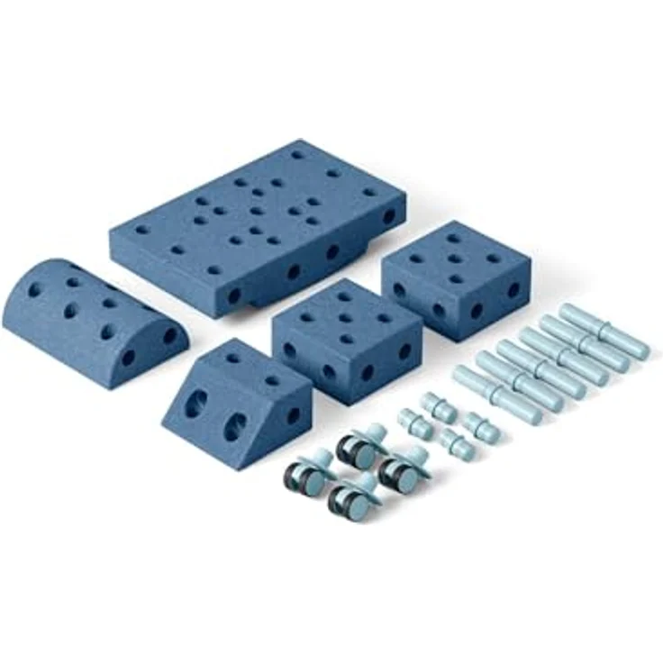 Modu 20 tlg. Baukasten Starter-Set Explorer, fördert kreative Fähigkeiten und motorische Entwicklung, ab 0 - 6 Jahre, Deep Blue / Sky Blue – Bild 2
