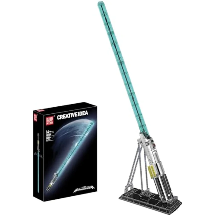 Mould King 10139 Technik Lichtschwert-Baustein-Set, klassische blaue Klinge mit Lichteffekt und stabilem Ständer, 1089+ Teile – Bild 1