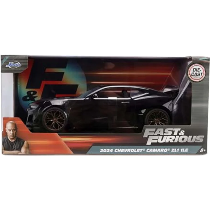 Jada Fast&Furious 2024 Chevrolet Camaro, Modellfahrzeug im Maßstab 1:24, schwarze Farbgebung, detaillierte Nachbildung mit zu öffnenden Türen – Bild 5
