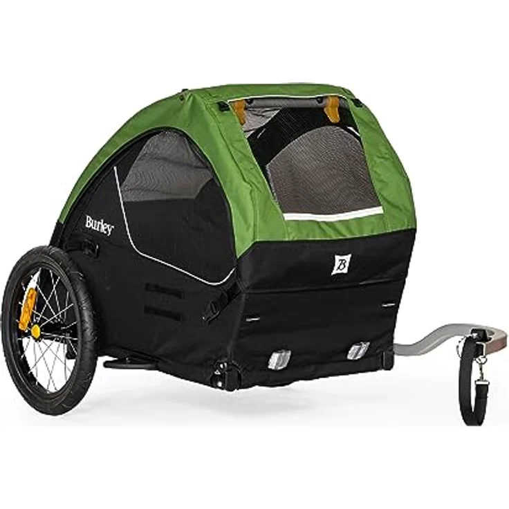 Burley Design Tail Wagon Dog Carrier, Fahrradanhänger für Hunde bis 34 kg, schwarz-grün, mit geräumigem Innenraum und stabilen Rädern – Bild 1