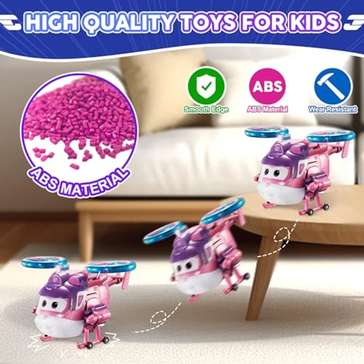 Super Wings Transformations-Flugzeug Supercharged Dizzy, 12,7 cm Roboterfigur und Flugzeug-Spielzeug, rosa, für Kinder ab 3 Jahren – Bild 4