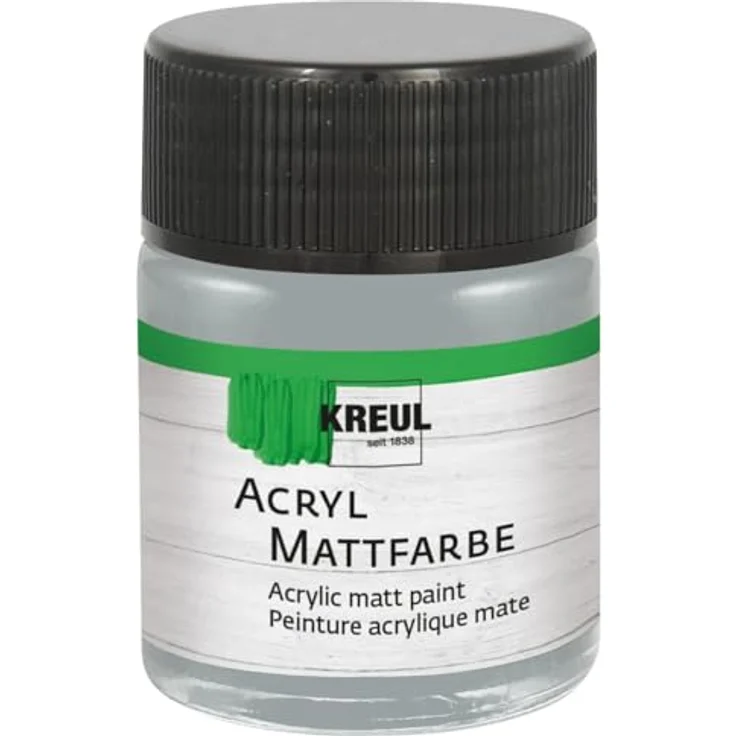 KREUL Acryl Mattfarbe 643925, cremig deckend, schnelltrocknend, 50 ml, blaugrau, für viele Untergründe geeignet – Bild 1