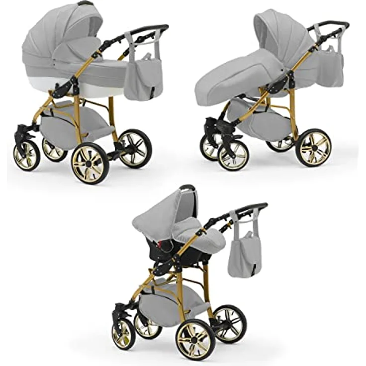 Elcar Kinderwagen-Set 4 in 1 Neo Gold inkl. Sportsitz und Autositz - 16 Teile - Variabel in 22 Farben – Bild 1