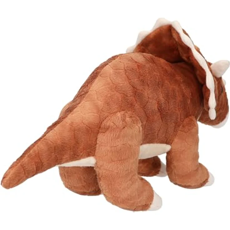 Depesche 12684 Dino World - Kuscheltier Triceratops mit braunem Fell und Glitzeraugen, ca. 36 cm groß – Bild 3