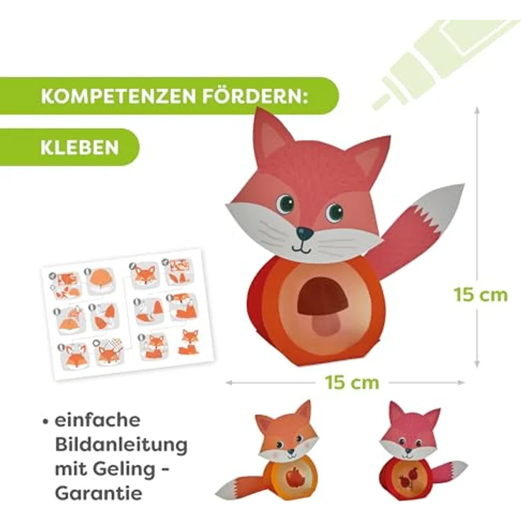Haba Kreativset 3er Bastelsets Erstes Basteln Herbst, mit Drachen, Eichhörnchen und Fuchsmotiv für Kinder – Bild 5