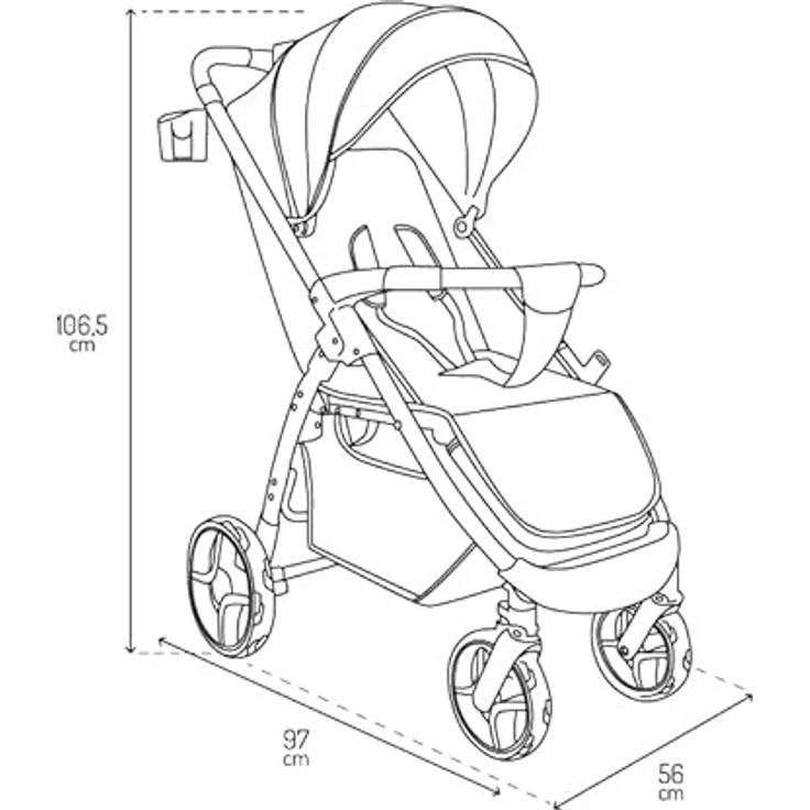 MoMi Kinder-Buggy Miya, Einhand-Faltsystem, große EVA-Räder, XXL-Verdeck, inkl. Zubehör bis 22 kg – Bild 8