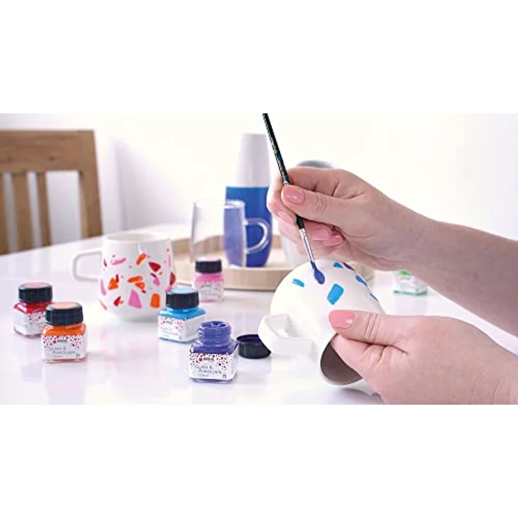 KREUL Glass & Porcelain Classic Set Color Living, 6 x 20 ml brillante Wasserfarben mit Pinsel, lichtecht und spülmaschinengeeignet – Bild 3