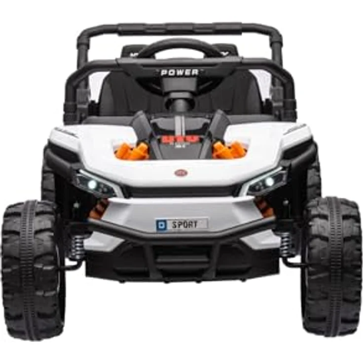 RIRICAR Kinder Elektroauto 12V UTV Small, weiß, Hinterradantrieb, Breiter Doppelsitz für nur EIN Kind, 2,4 GHz Fernbedienung, MP3-Player mit USB/SD-Eingang, LED-Leuchten – Bild 3