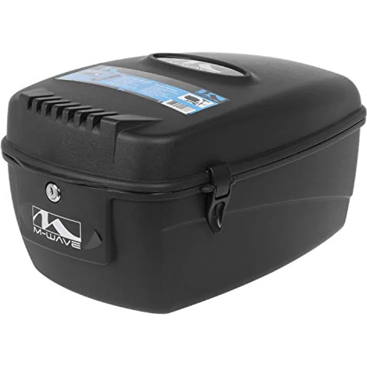 M-Wave Amsterdam Box L Gepäckträgerbox, Fahrrad Top Case, Helmkoffer Fahrrad, inkl. Befestigungsmaterial, abschließbar, inkl. 2 Schlüssel, Montage am Gepäckträger, 17 Liter, schwarz