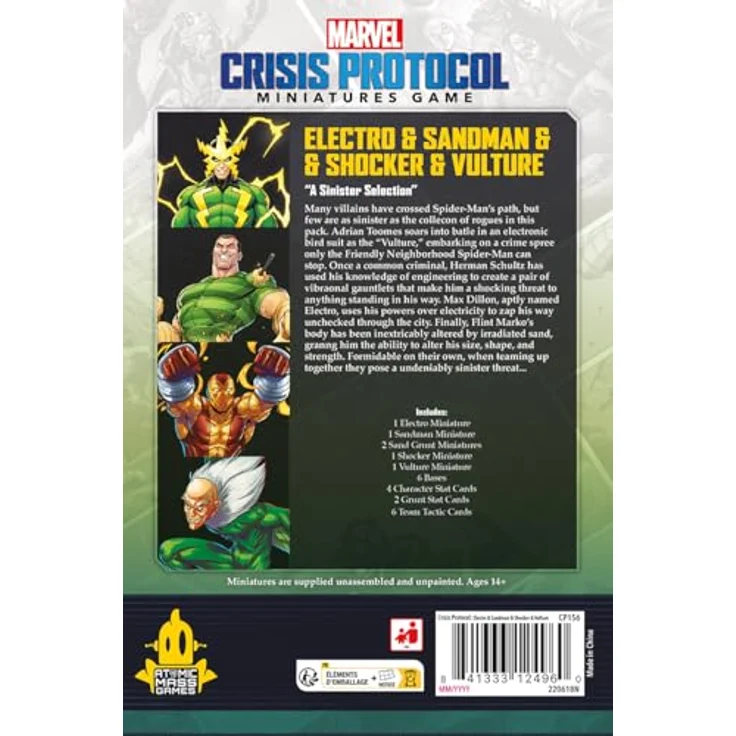 Atomic Mass Games Marvel: Crisis Protocol, Electro, Sandman, Shocker und Vulture Character Pack, detaillierte Sammelfiguren für Strategiespiel – Bild 4