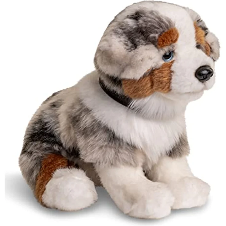 Uni-Toys - Australischer Schäferhund Welpe, sitzend (mit Leine) - 22 cm (Höhe) - Plüsch-Hund, Haustier - Plüschtier, Kuscheltier – Bild 3
