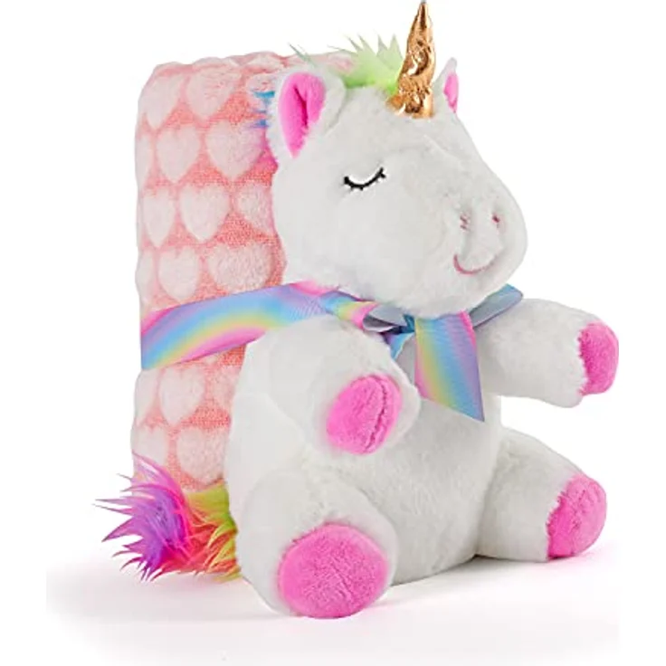 Perletti Tiara Einhorn, Plüschtier und Schmusedecke 22cm für Kinder, rosa – Bild 1