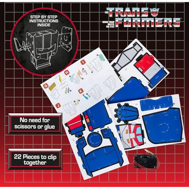 Blue Sky Studios Transformers Build-A-Bot Kit, Optimus Prime Figurenbau-Set mit leuchtenden Augen, 22 Teile, Lizenzprodukt, 19 x 15 cm – Bild 4