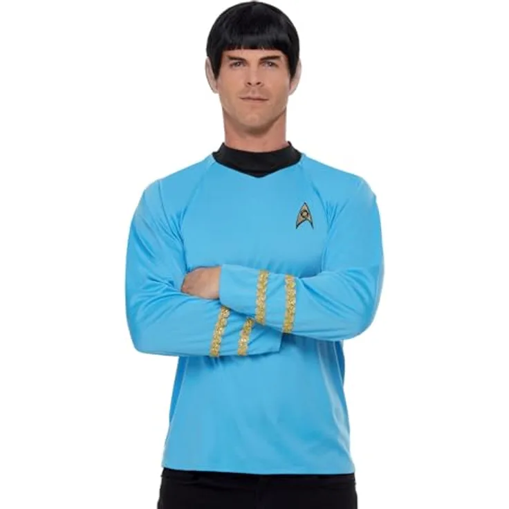 Smiffys Star Trek-Uniform Wissenschaftsoffizier, Raumschiff Enterprise, blau, Oberteil, Größe M (Brust 34"-36", Taille 28"-30")