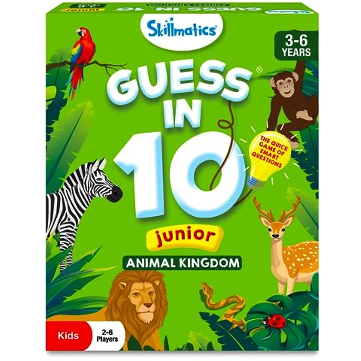 Skillmatics Guess in 10 Junior Animals, Kartenspiel für Kinder ab 3 Jahren, mit 35 Spielkarten und 10 Guider Tiles, reisefreundlich – Bild 1
