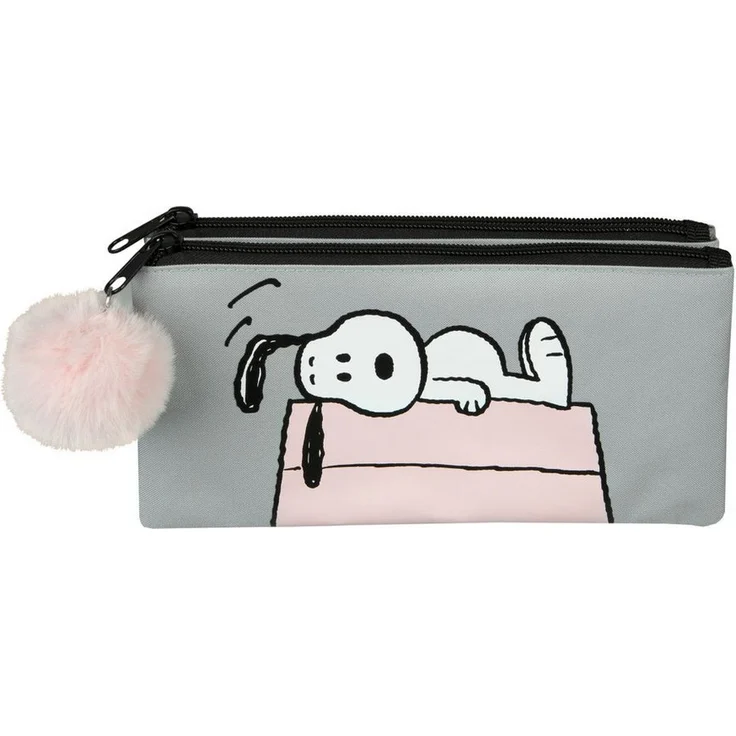 UNDERCOVER Federmäppchen Snoopy, Schlamperetui mit Doppelreißverschluss und 2D-Anhänger aus recyceltem Material, für Kinder ab 3 Jahren