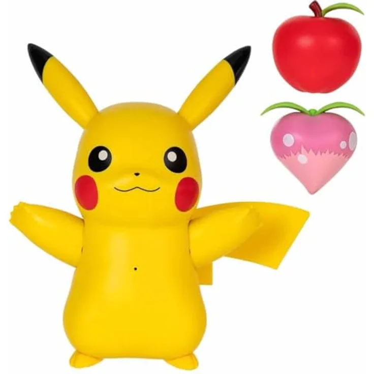 Jazwares Pokémon Deluxe Train Play Pikachu-Spielset, 11,5 cm große interaktive Figur mit über 50 Reaktionen, inklusive Zubehör (Pirsifbeere und Apfel)