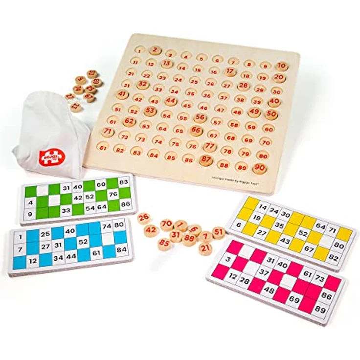 Bigjigs Toys Traditionelles Bingo, Klassisches Brettspiel für Familie und Freunde, aus Holz – Bild 1