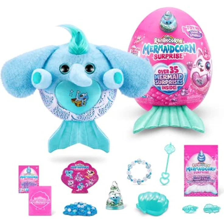 Rainbocorns Mermaidcorn Surprise Serie 7, Shelly Elefant, von ZURU, 28 cm Plüschtier, Meerjungfrau Spielzeuge für Mädchen (Elefant) – Bild 1