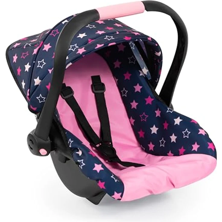 Bayer Design EasyGo Puppen-Autositz mit Sicherheitsgurt und Sonnenschutz-Dach für Puppen bis 46 cm, schaukelbar und als Puppenbett verwendbar – Bild 1