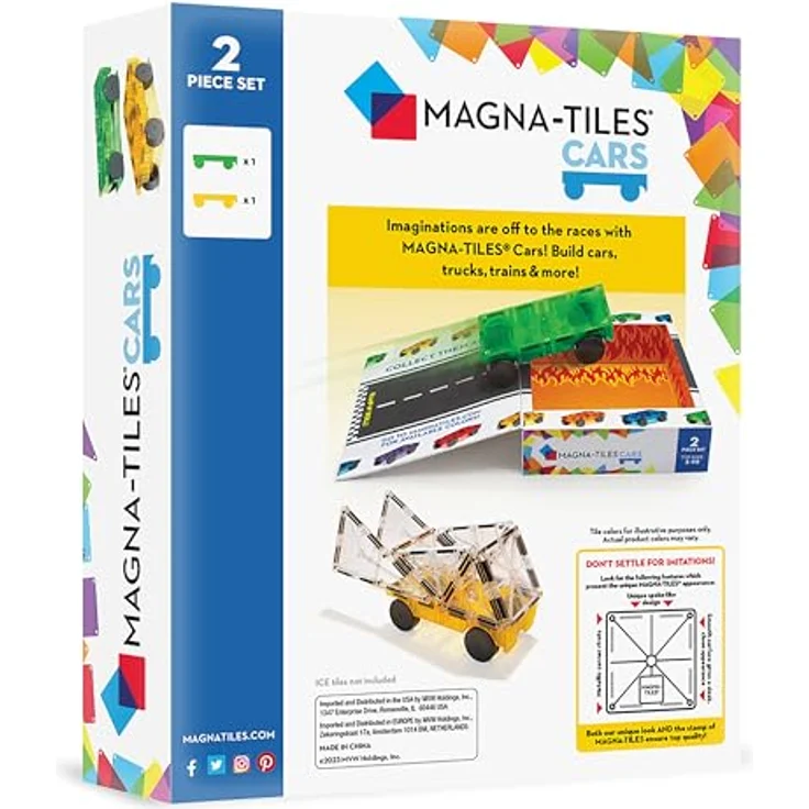 MAGNA-Tiles Cars 2-teiliges Erweiterungsset – magnetische 3D-Baukacheln – Bild 4
