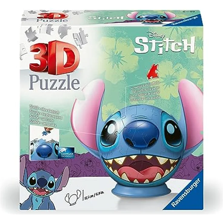 Ravensburger 3D Puzzle 11574 - Puzzle-Ball Stitch mit Ohren - für kleine und große Stitch und Disney Fans ab 6 Jahren – Bild 1
