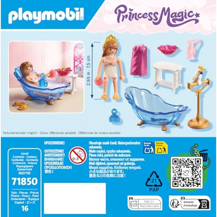 PLAYMOBIL 71850 Badezimmer für Prinzessin, mit Badewanne für echtes Wasser und Kakadu-Figur – Bild 4