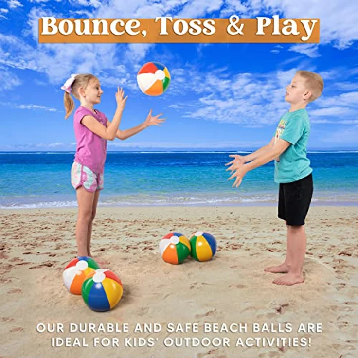 JOYIN 12er Set Aufblasbare Strandbälle, Ø 40 cm, Premium-Material für Kinder und Erwachsene, ideal für Sommer-Pool-Partys und Stranddekoration – Bild 2