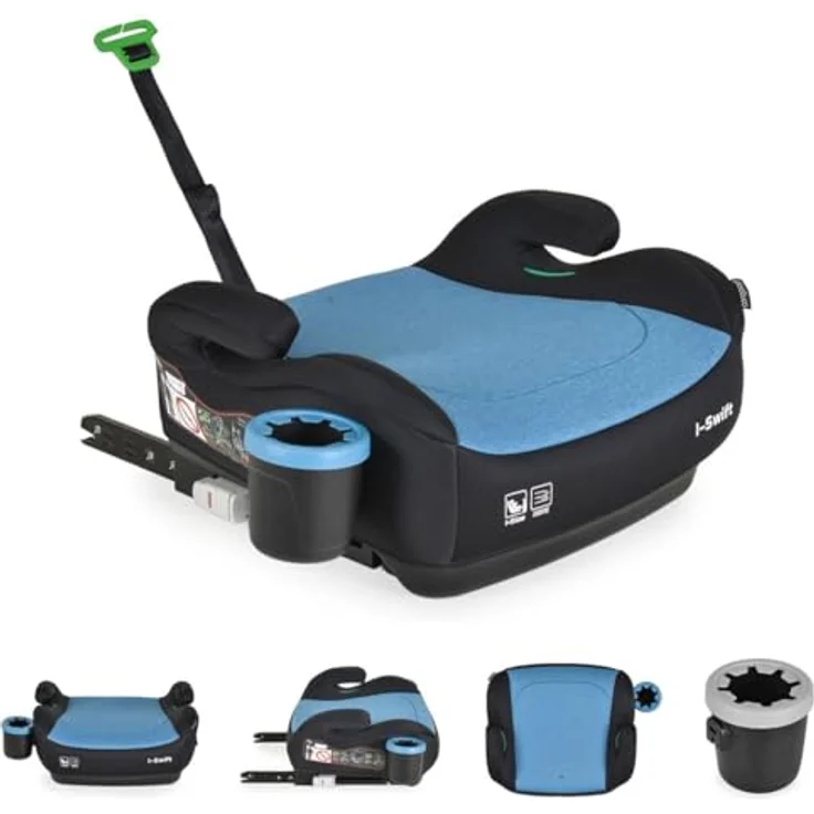 Cangaroo Sitzerhöhung i-Swift, Kindersitz für 125-150 cm, Gruppe 3, Isofix, Getränkehalter, abnehmbarer Bezug – Bild 1