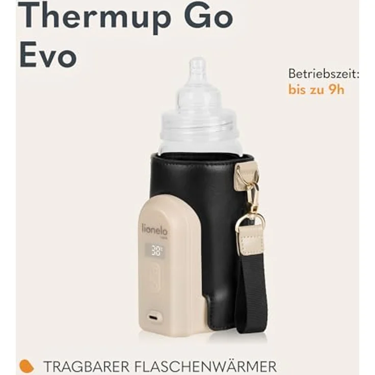 Lionelo Thermup Go Evo Tragbarer Babyflaschenwärmer, USB-C Aufladung, LCD Display, hält Flüssigkeiten warm, 5 Betriebstemperaturen 38-50°C – Bild 2