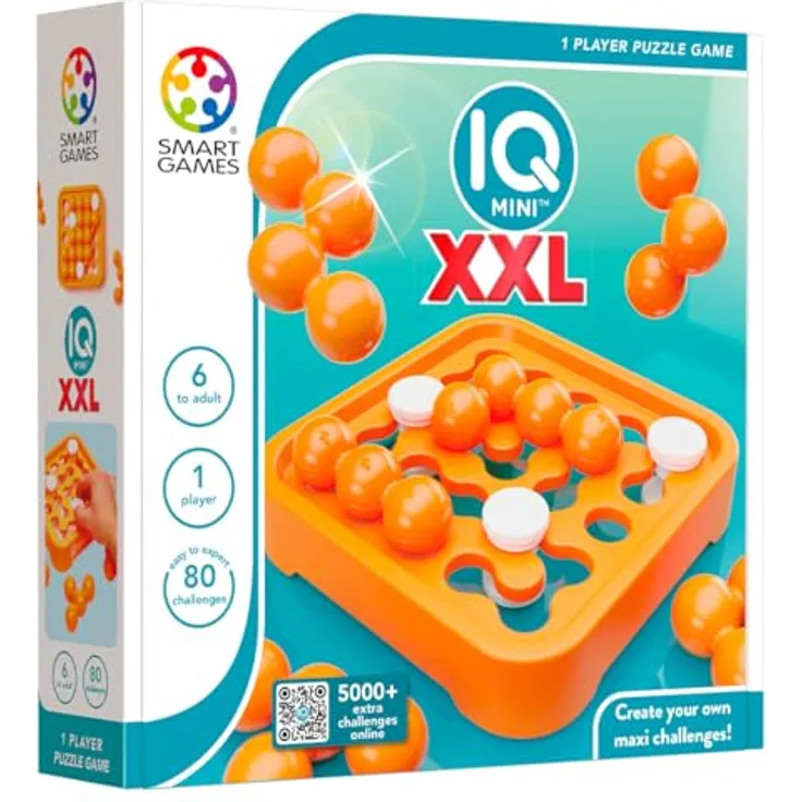 SmartGames IQ Mini XXL, tragbares Brettspiel zur Förderung von Vorstellungskraft und Kreativität für Kinder