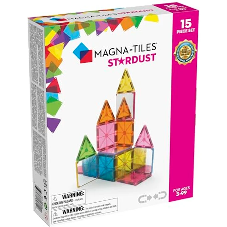 Magna-Tiles Stardust Set - Original Magnetische Baufliesen für Kreatives Offenes Spielen, Lernspielzeug für Kinder ab 3 Jahren (15 Stück inklusive Glitzer und Spiegel), Mehrfarbig, 15 Piece – Bild 1